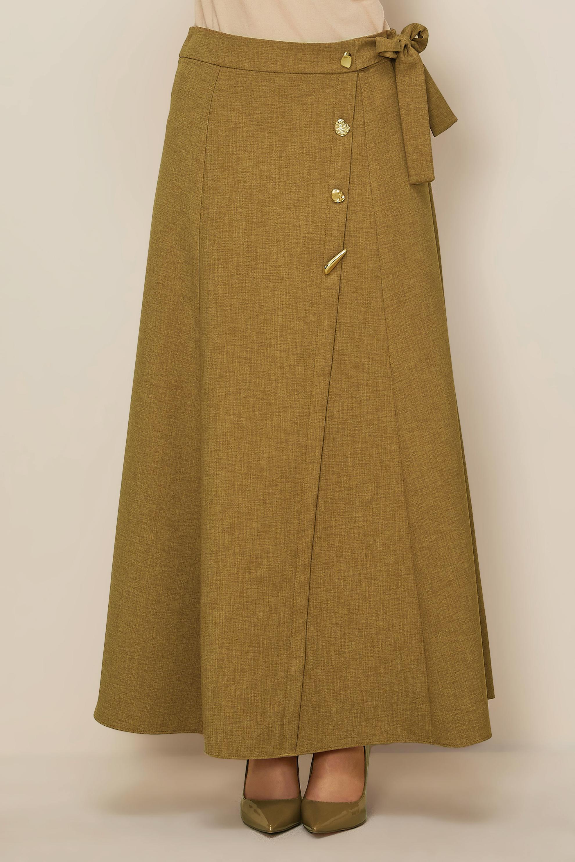 Tesettür giyim SARI BAĞLAMA DETAYLI ETEK 60737