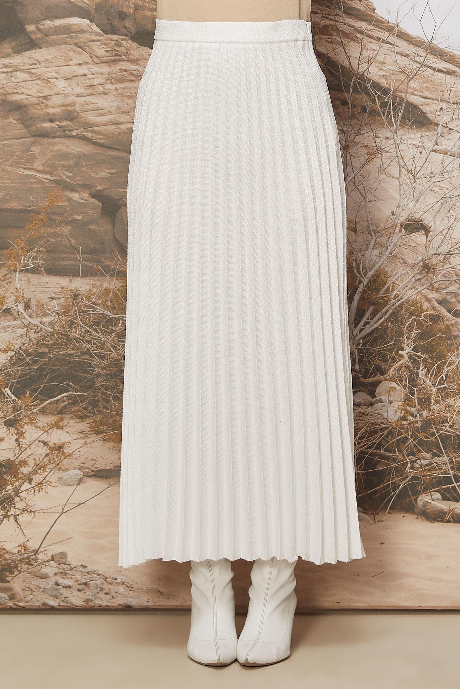 Tesettür giyim BEYAZ PİLİSELİ ETEK 60741