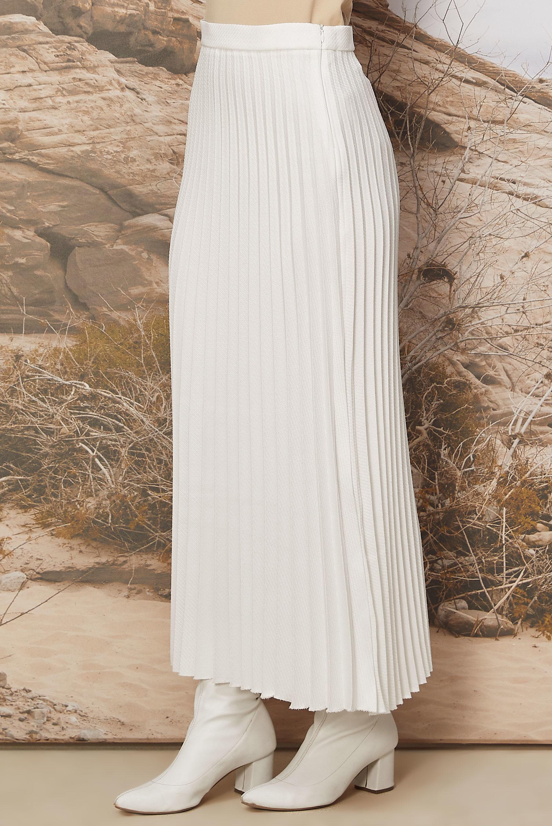 Tesettür giyim BEYAZ PİLİSELİ ETEK 60741