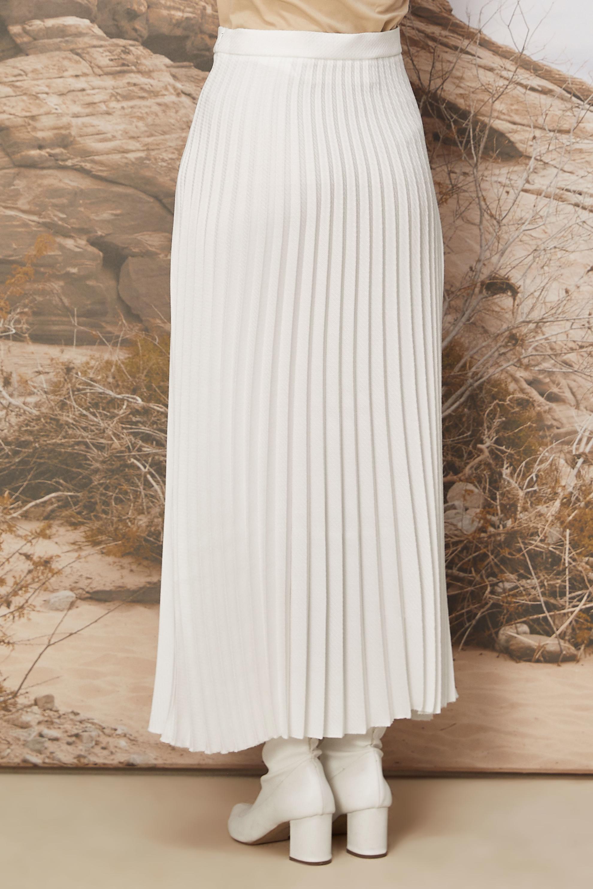 Tesettür giyim BEYAZ PİLİSELİ ETEK 60741