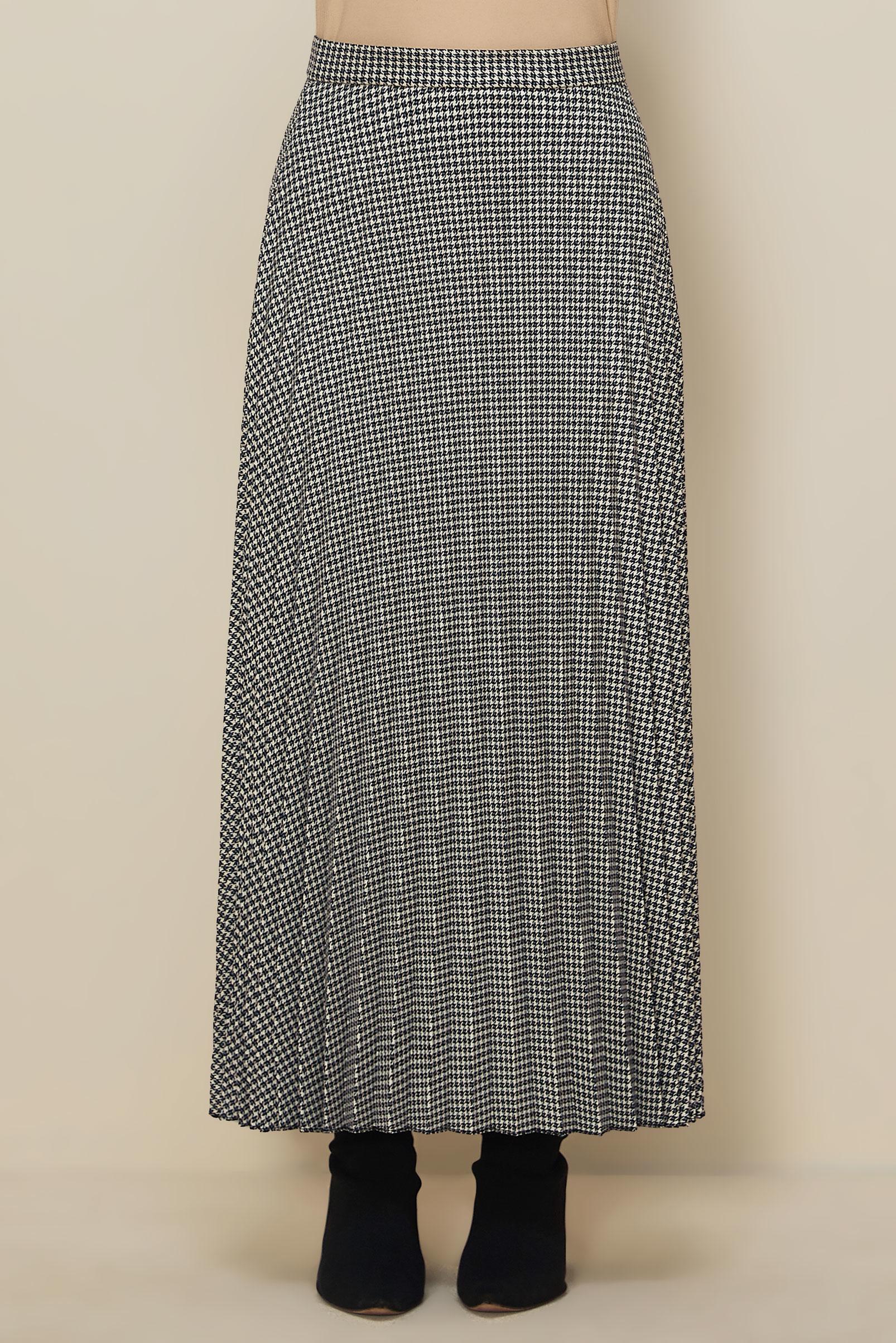 Tesettür giyim MAVİ DESENLİ PİLİSELİ ETEK 60742