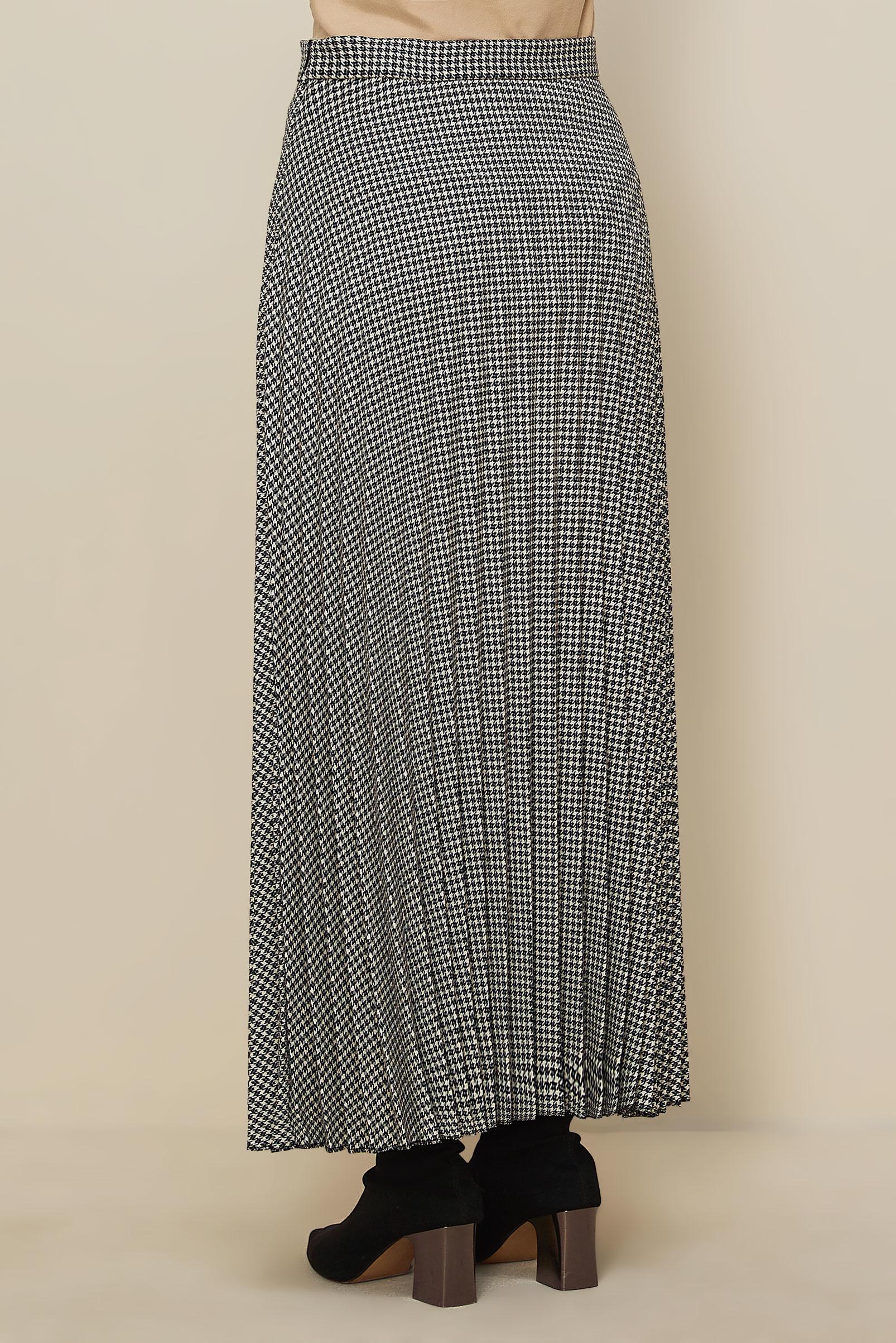 Tesettür giyim MAVİ DESENLİ PİLİSELİ ETEK 60742