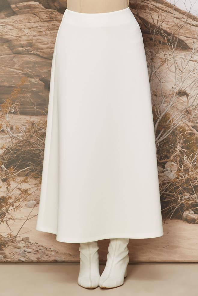 Hijab clothing WHITE SCUBA FABRIC FLARED SKIRT 60743 - ALVİNA