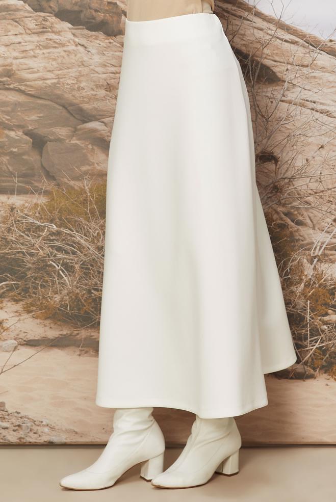 Hijab clothing WHITE SCUBA FABRIC FLARED SKIRT 60743 - ALVİNA