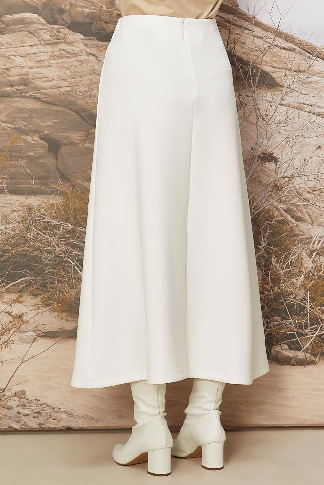 Hijab clothing WHITE SCUBA FABRIC FLARED SKIRT 60743 - ALVİNA