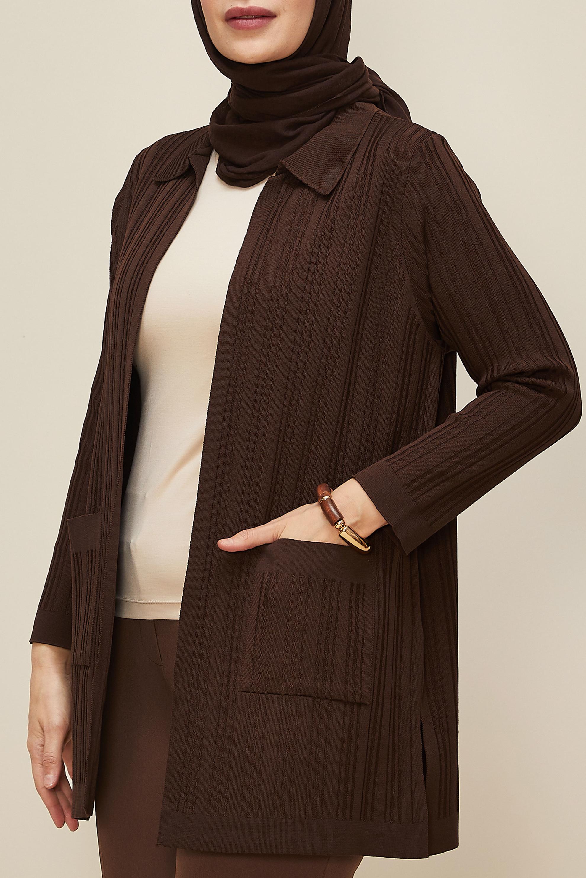 Vêtements hijab BRUN CARDIGAN EN MAILLE 20858