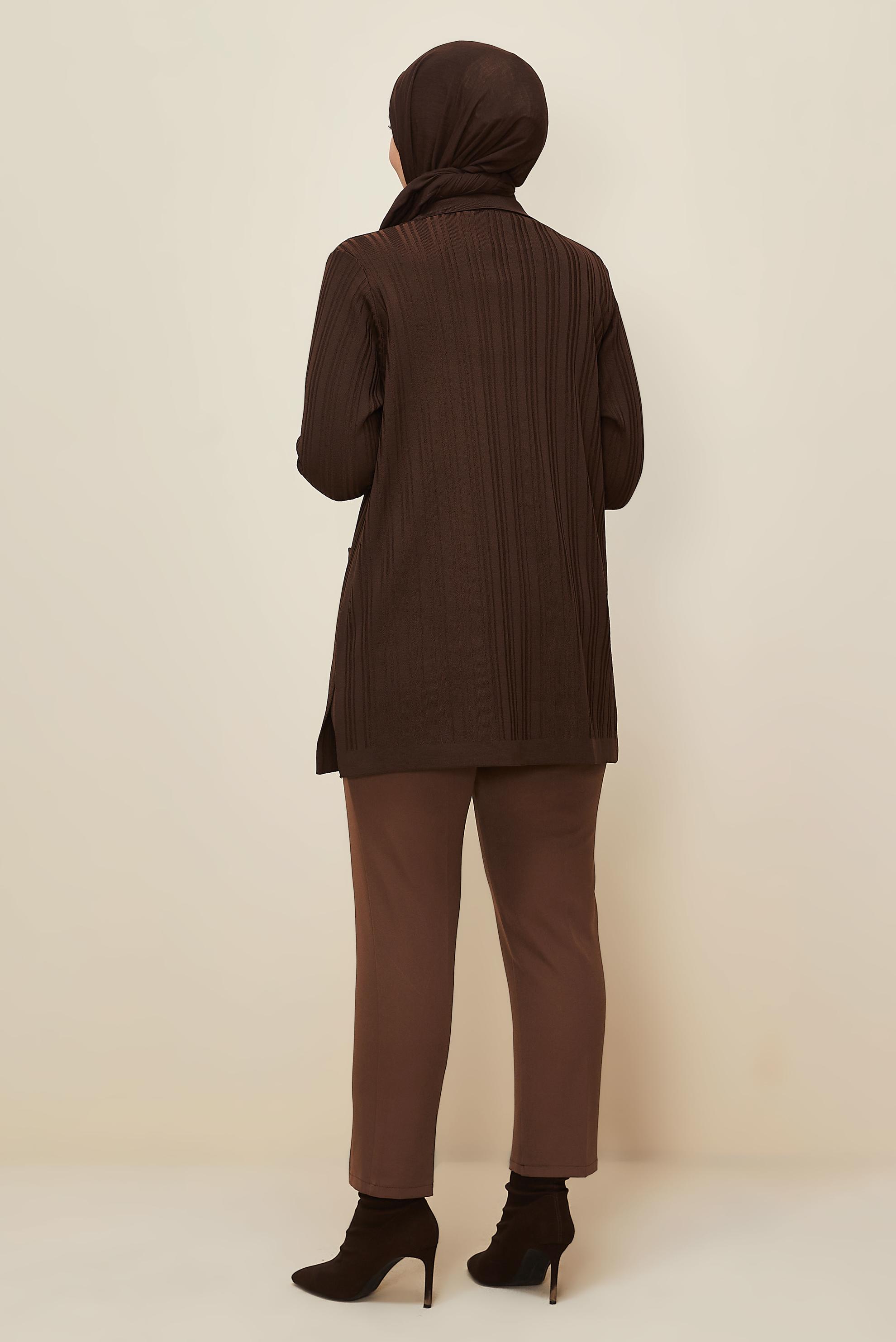 Vêtements hijab BRUN CARDIGAN EN MAILLE 20858