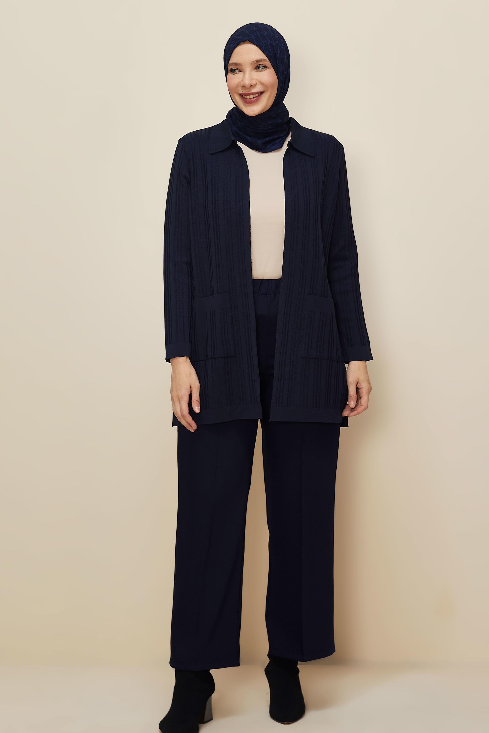 Vêtements hijab BLEU MARINE CARDIGAN EN MAILLE 20858