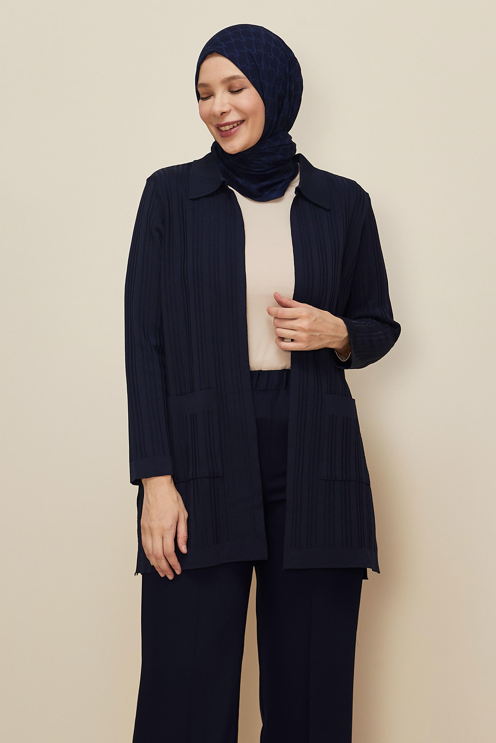 Vêtements hijab BLEU MARINE CARDIGAN EN MAILLE 20858