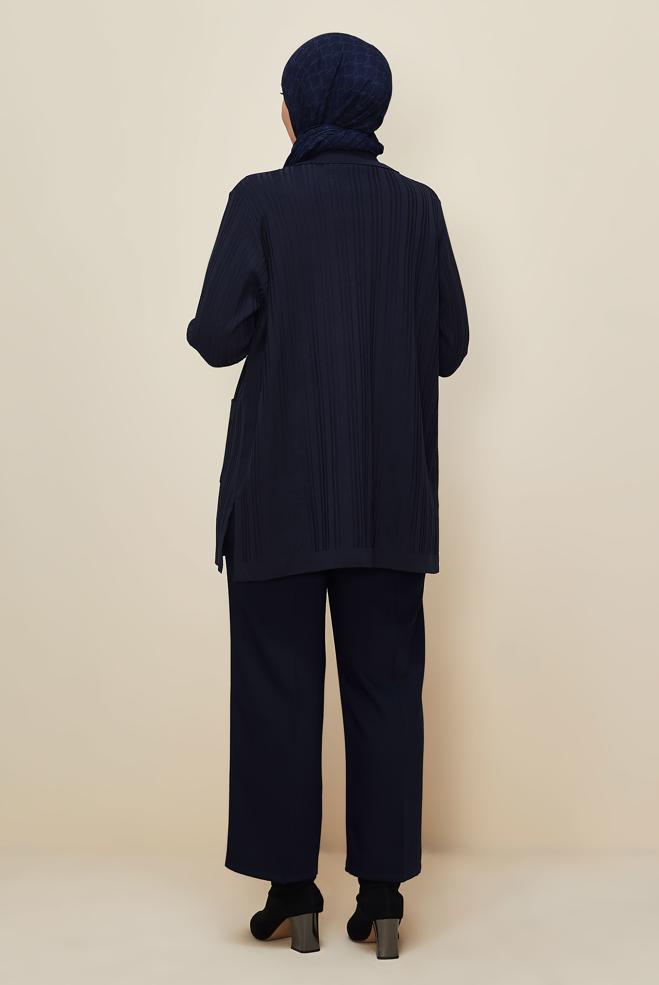 Vêtements hijab BLEU MARINE CARDIGAN EN MAILLE 20858 - ALVİNA