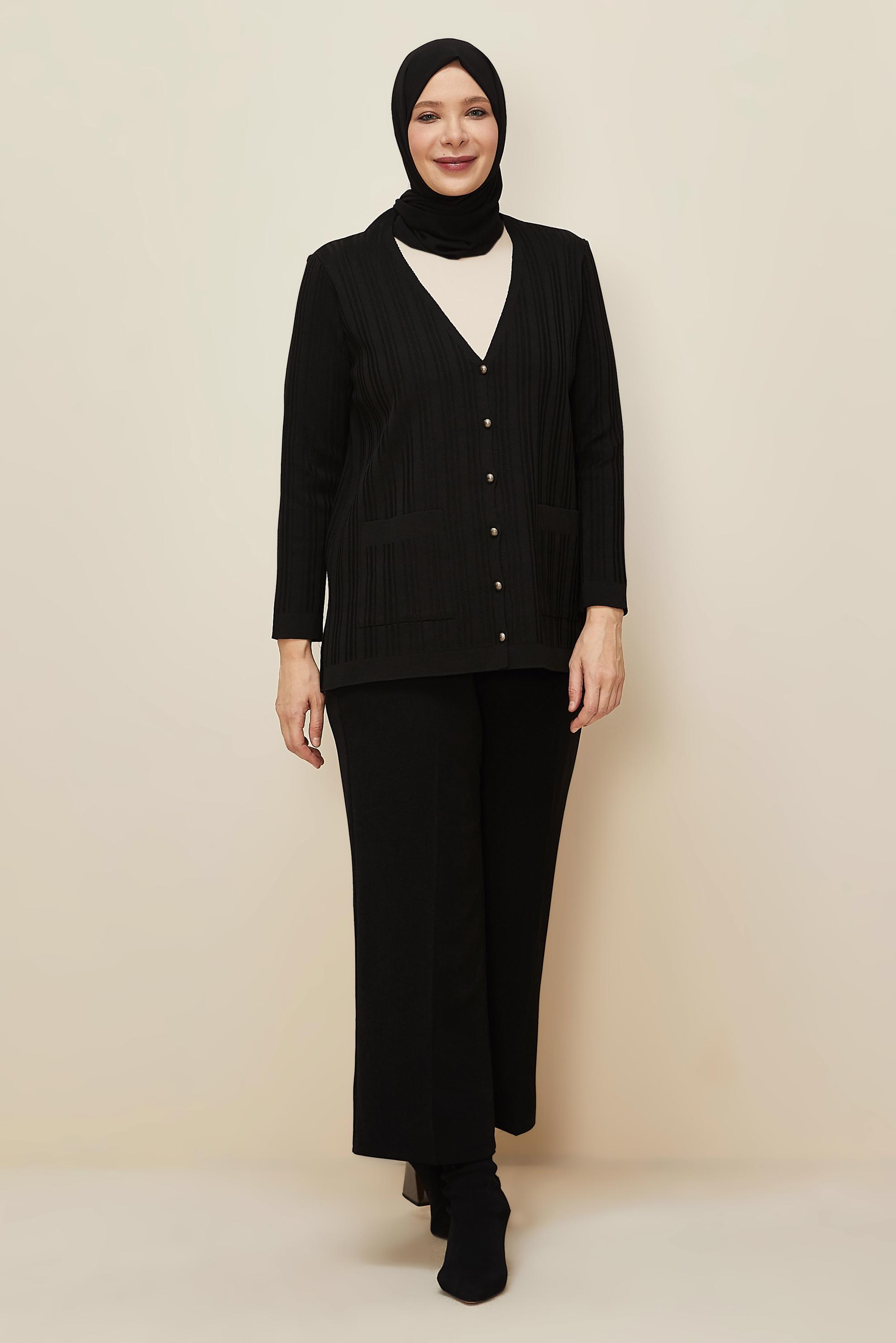 Vêtements hijab NOIR CARDIGAN EN MAILLE 20859