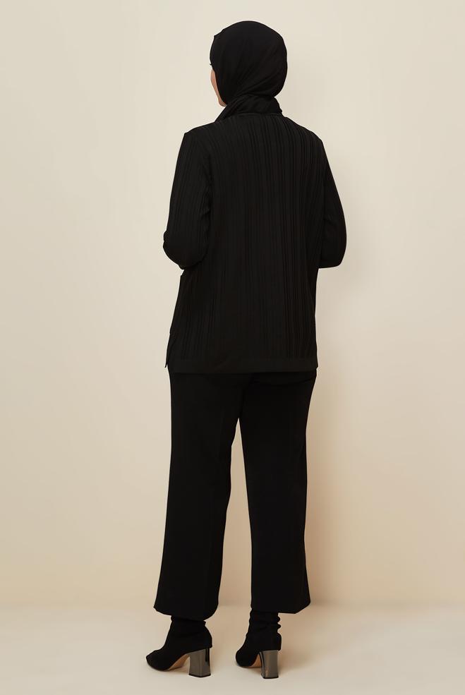 Vêtements hijab NOIR CARDIGAN EN MAILLE 20859 - ALVİNA
