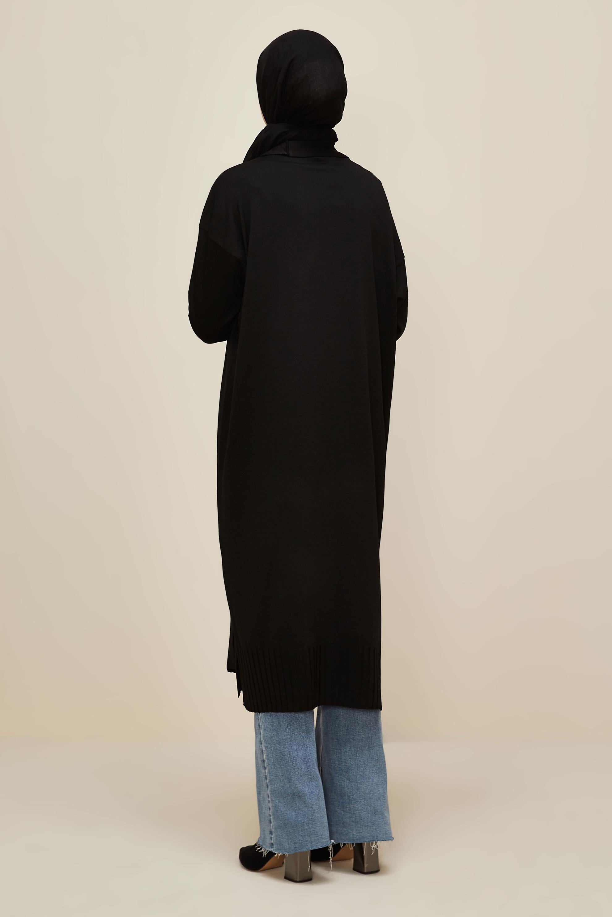Tesettür giyim SİYAH TRİKO HIRKA 45891