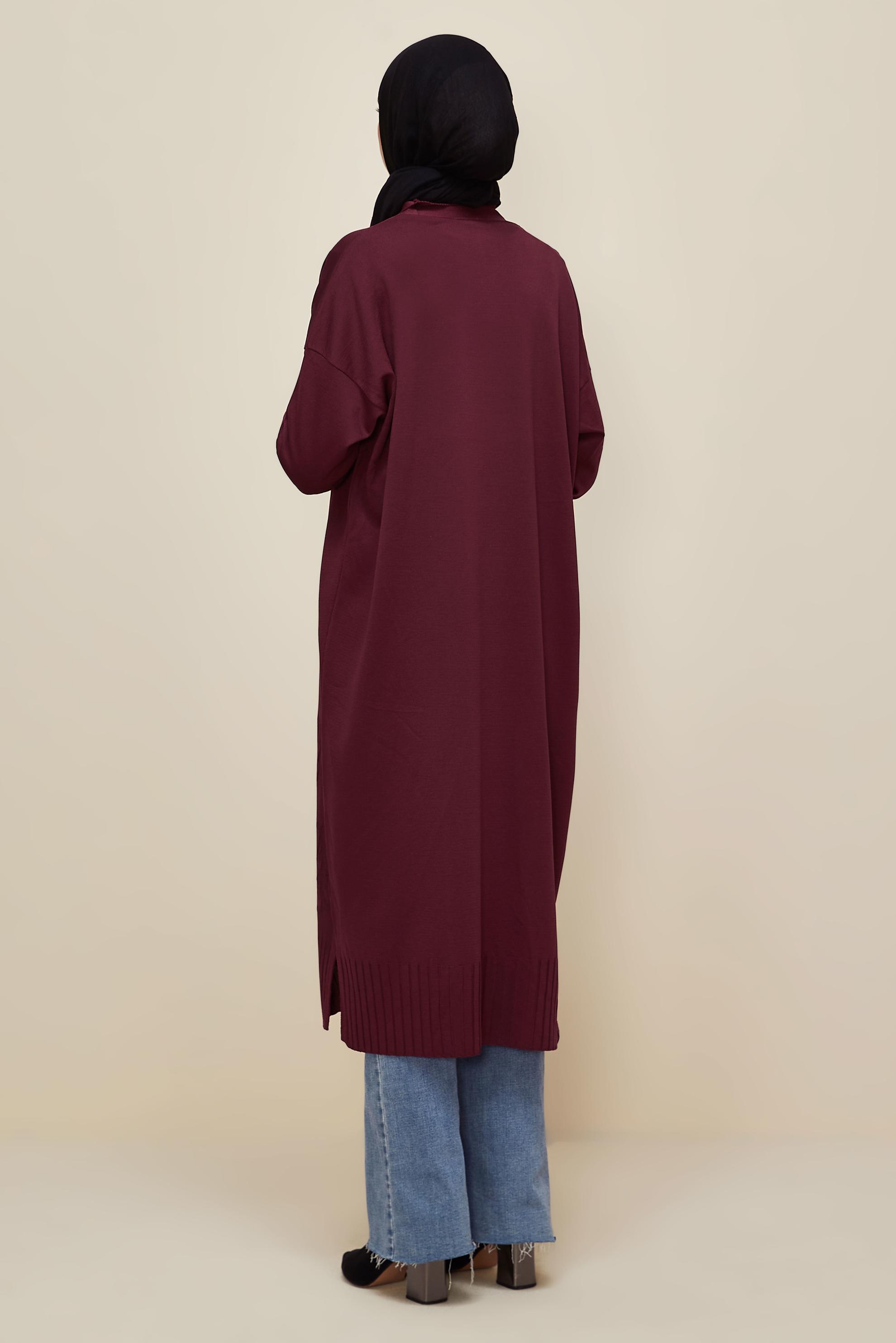 Tesettür giyim BORDO TRİKO HIRKA 45891