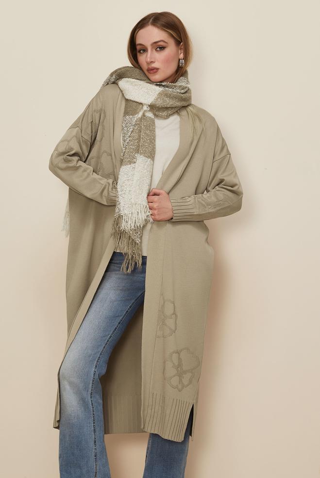 Tesettür giyim BEJ 45891 TRİKO HIRKA 40-48 - ALVİNA