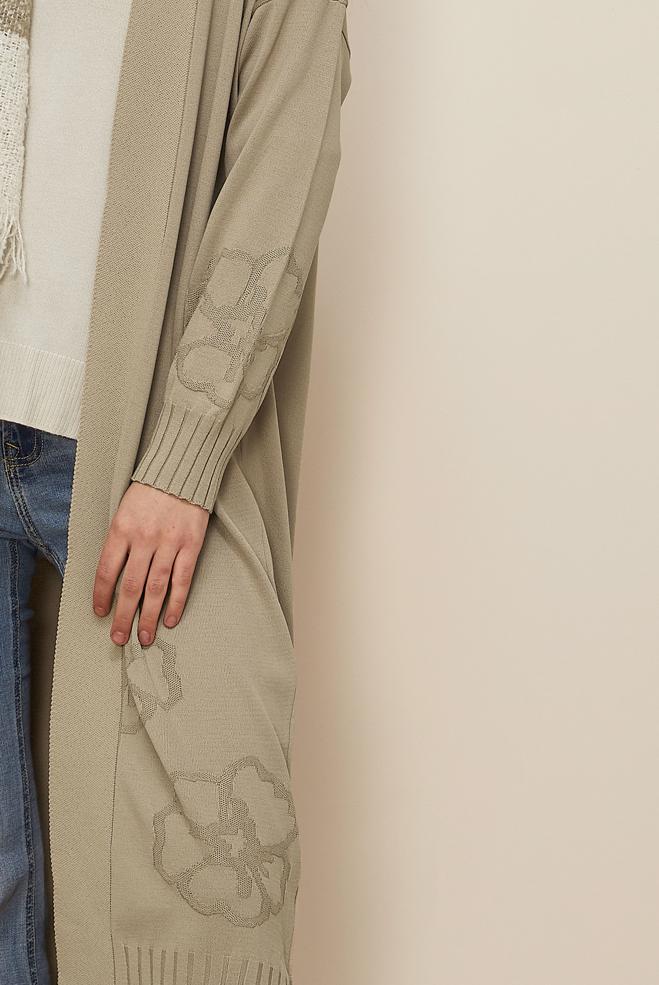 Tesettür giyim BEJ 45891 TRİKO HIRKA 40-48 - ALVİNA