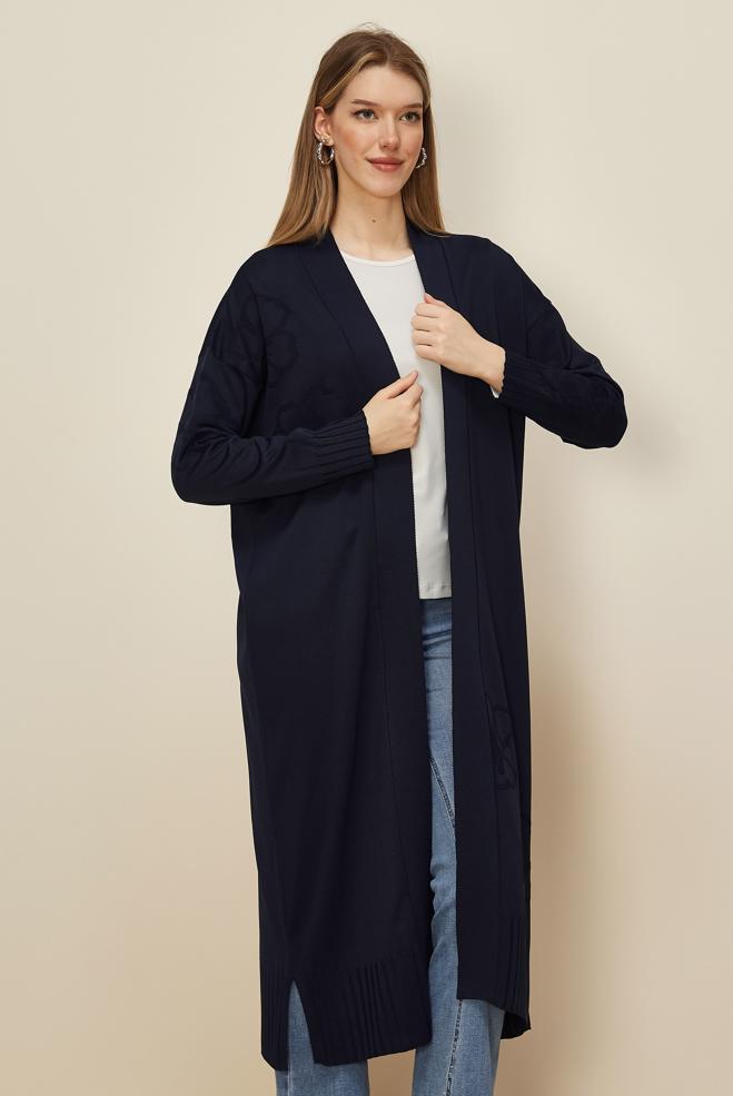 Tesettür giyim LACİVERT TRİKO HIRKA 45891 - ALVİNA