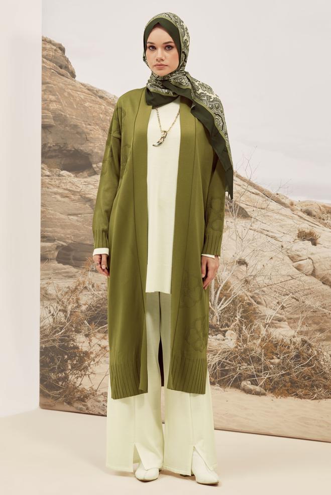 Tesettür giyim YEŞİL TRİKO HIRKA 45891 - ALVİNA