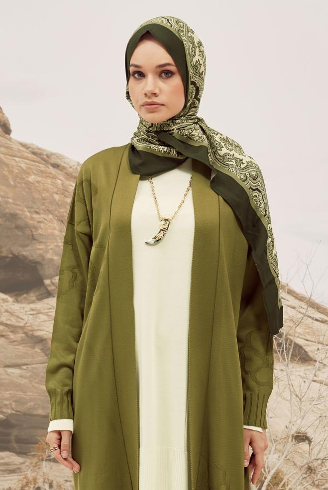 Tesettür giyim YEŞİL TRİKO HIRKA 45891 - ALVİNA