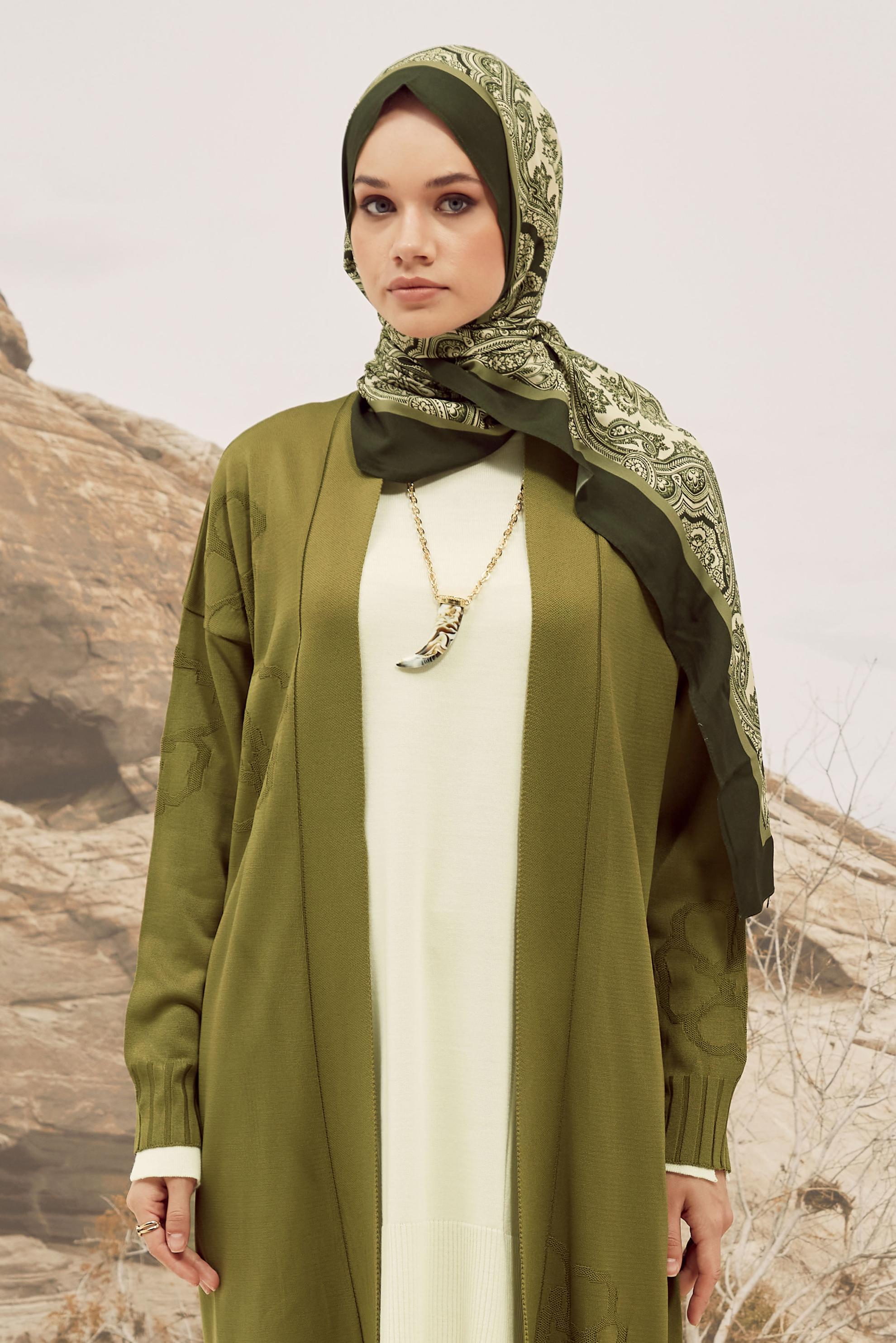 Tesettür giyim YEŞİL TRİKO HIRKA 45891