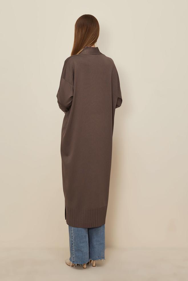 Tesettür giyim KAHVE 45891 TRİKO HIRKA 40-48 - ALVİNA