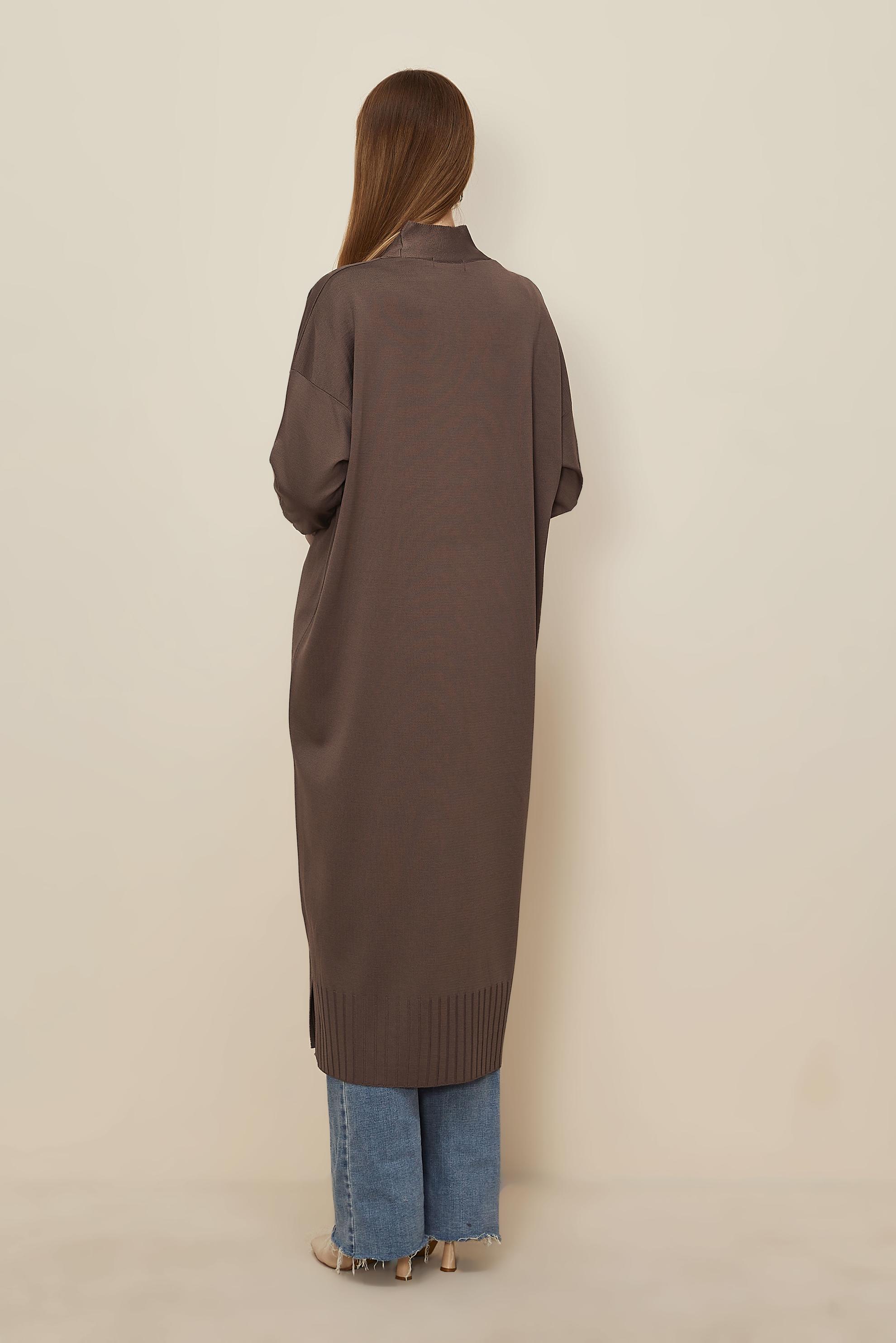 Tesettür giyim KAHVE TRİKO HIRKA 45891