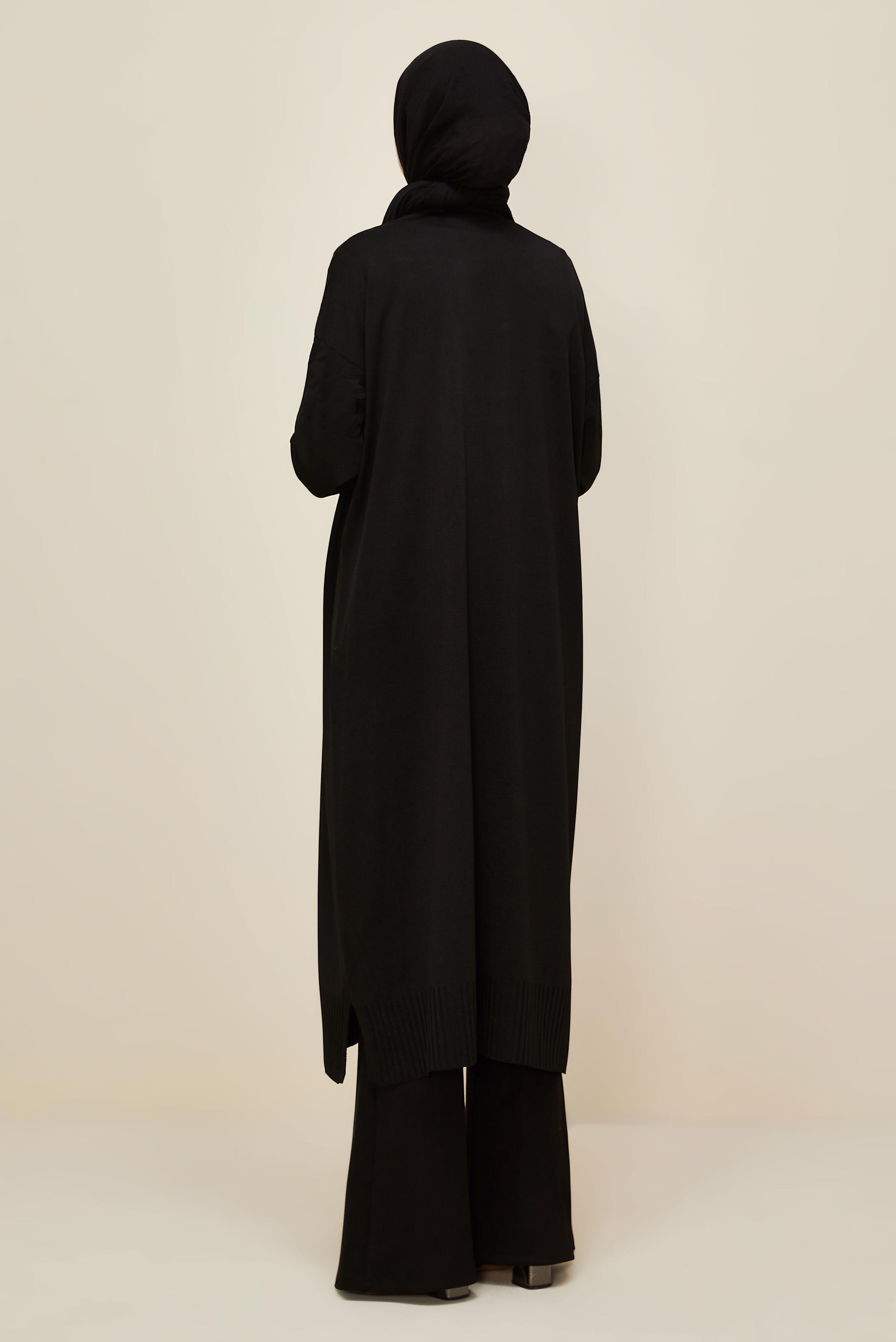 Tesettür giyim SİYAH DÜĞMELİ TRİKO HIRKA 45893