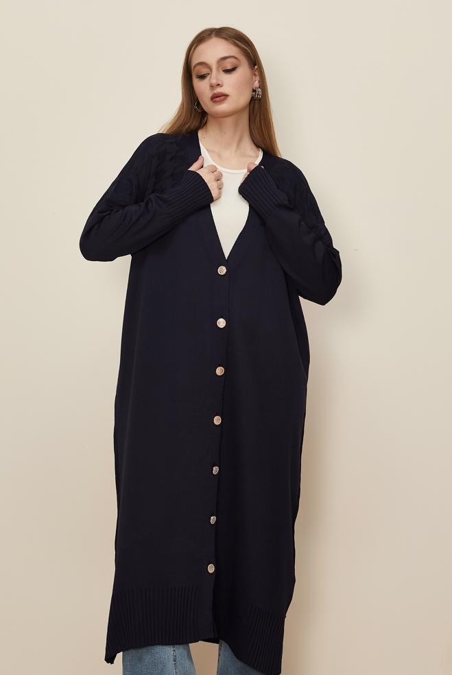 Hijab clothing NAVY BLUE 45893 TRİKO HIRKA 40-48 - ALVİNA