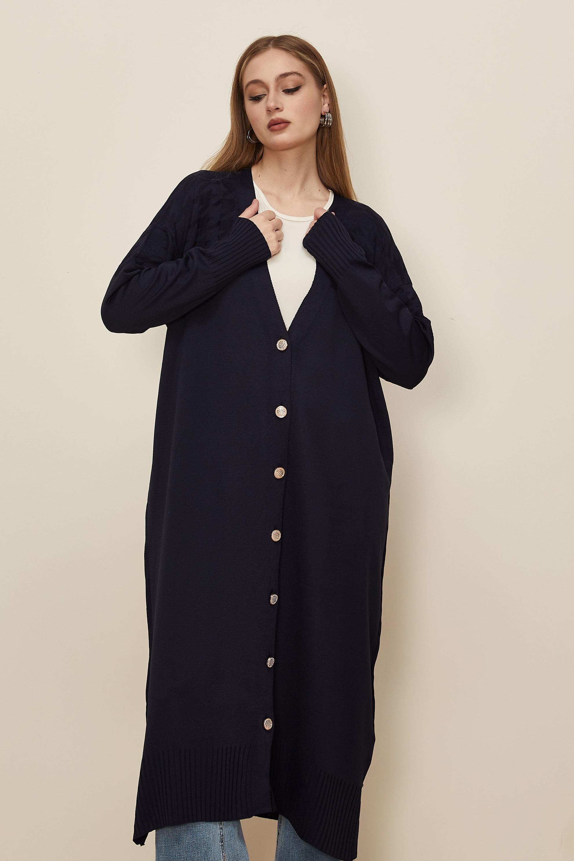 Hijab clothing NAVY BLUE BUTTONED KNITWEAR CARDIGAN 45893