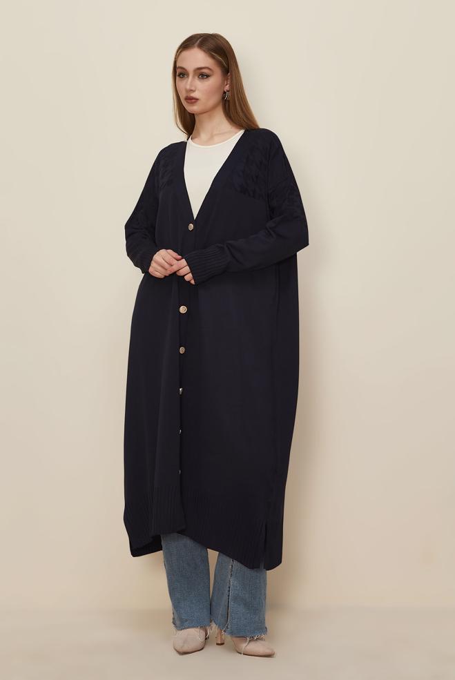 Hijab clothing NAVY BLUE 45893 TRİKO HIRKA 40-48 - ALVİNA