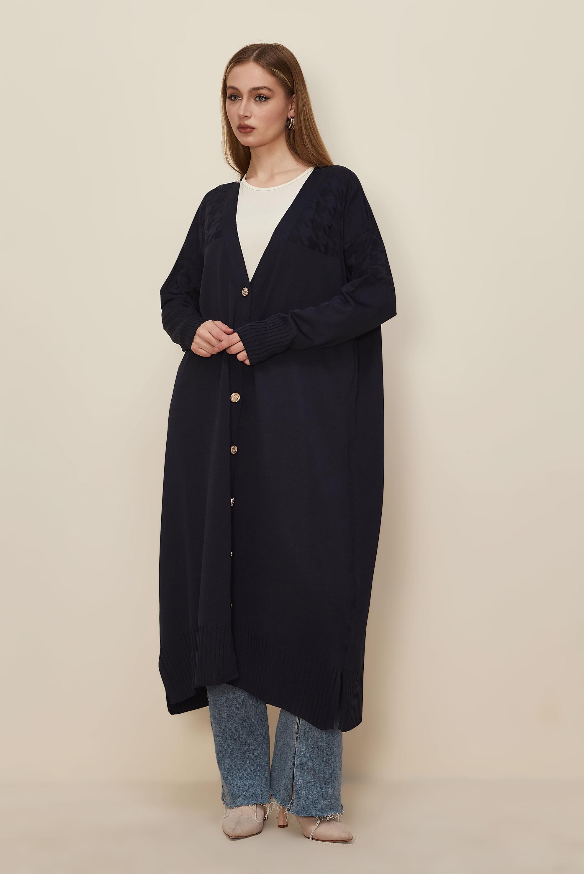 Hijab clothing NAVY BLUE BUTTONED KNITWEAR CARDIGAN 45893