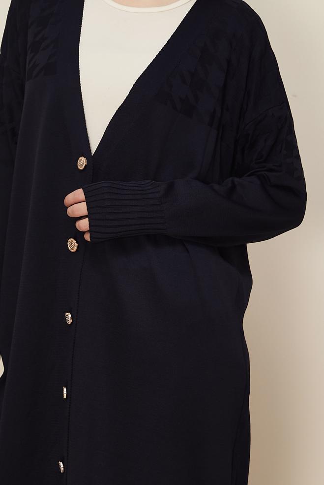 Hijab clothing NAVY BLUE 45893 TRİKO HIRKA 40-48 - ALVİNA