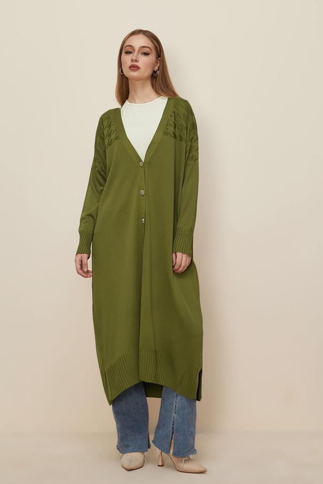 Hijab clothing GREEN 45893 TRİKO HIRKA 40-48 - ALVİNA