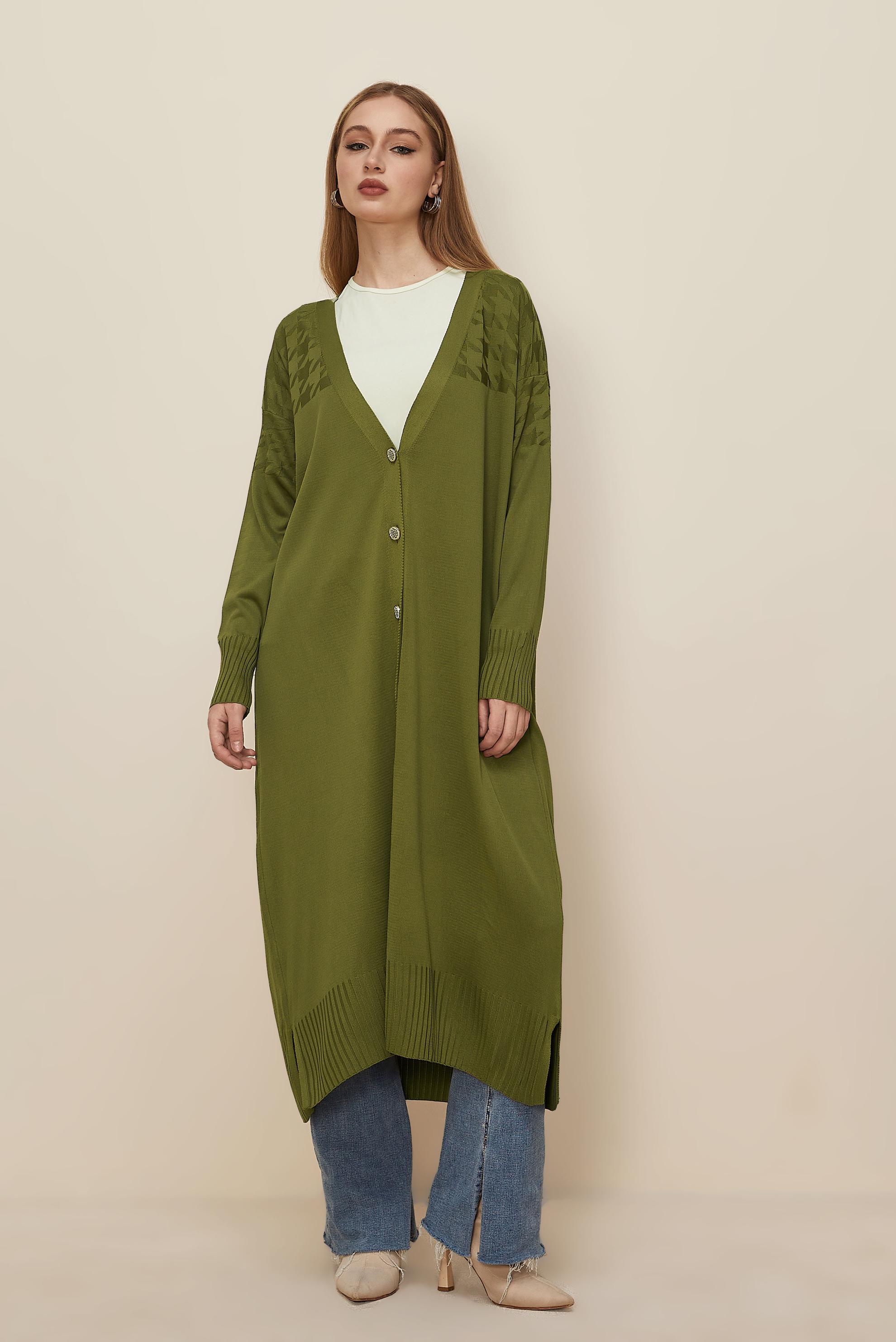 Hijab clothing GREEN BUTTONED KNITWEAR CARDIGAN 45893