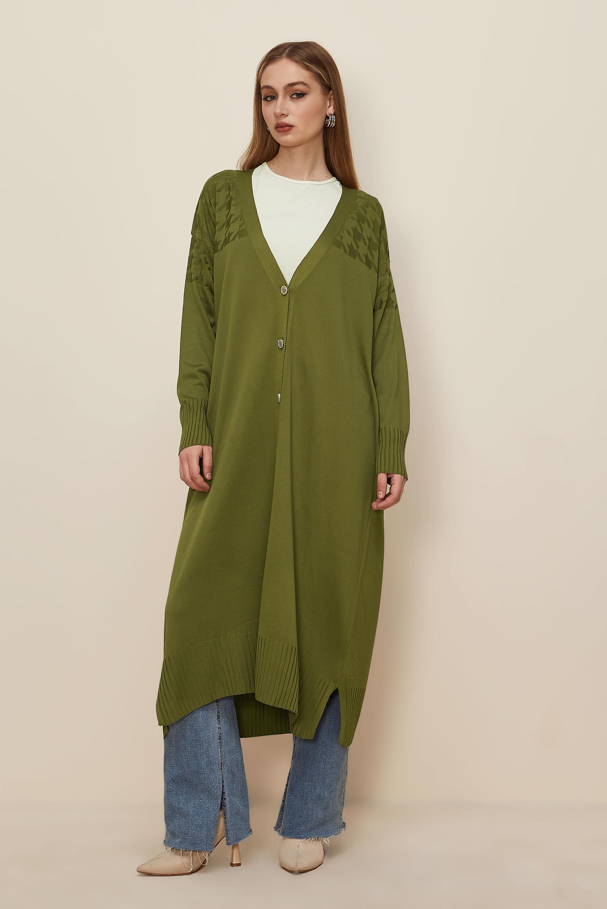 Hijab clothing GREEN BUTTONED KNITWEAR CARDIGAN 45893