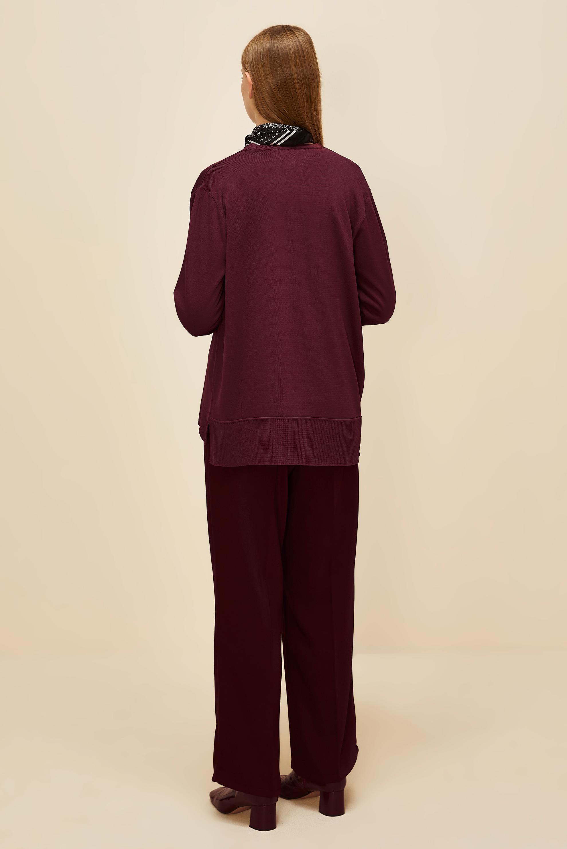 Tesettür giyim BORDO DÜĞMELİ TRİKO HIRKA 45895