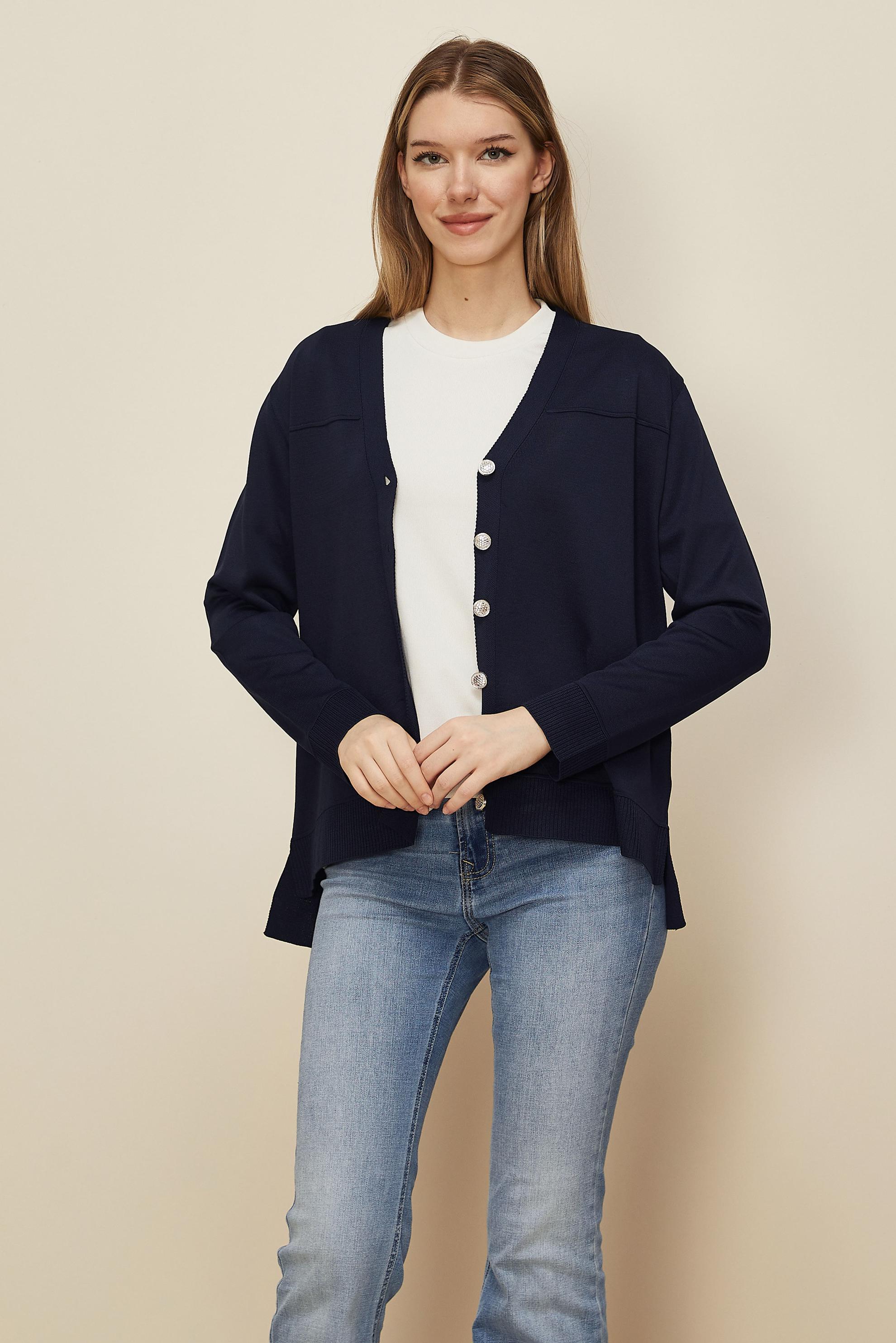 Tesettür giyim LACİVERT DÜĞMELİ TRİKO HIRKA 45895