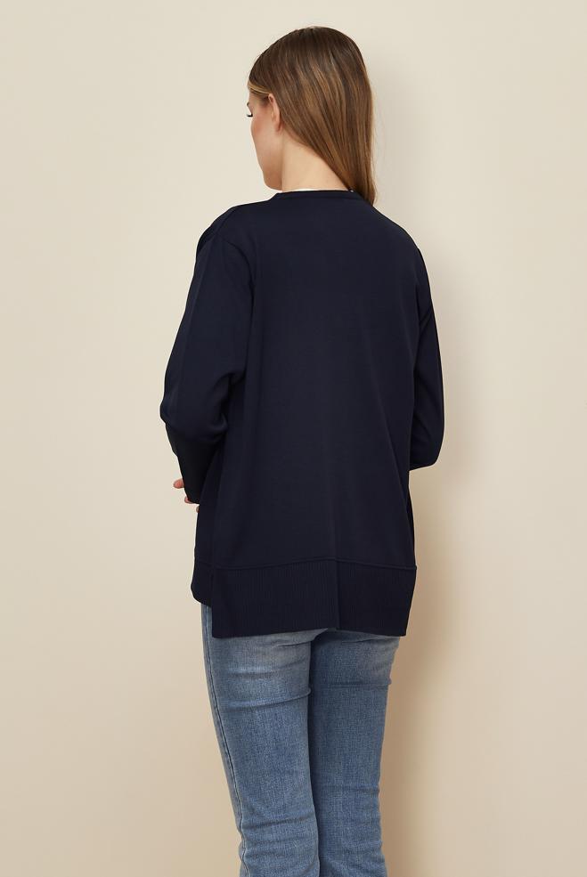 Tesettür giyim LACİVERT DÜĞMELİ TRİKO HIRKA 45895 - ALVİNA