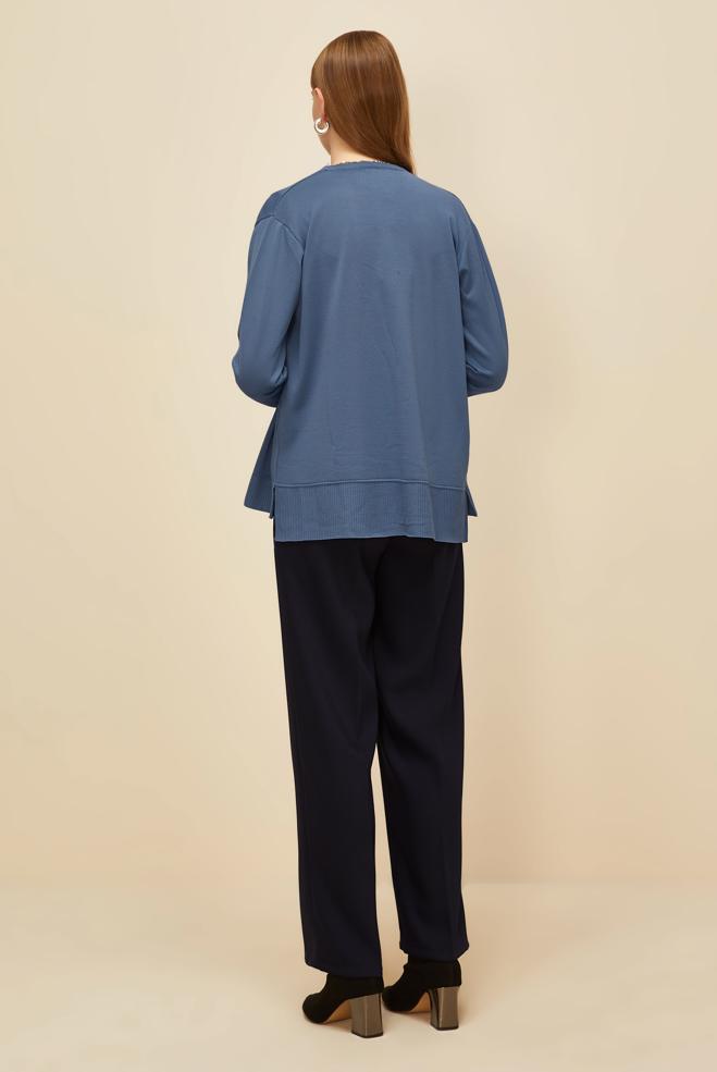 Tesettür giyim LACİVERT DÜĞMELİ TRİKO HIRKA 45895 - ALVİNA