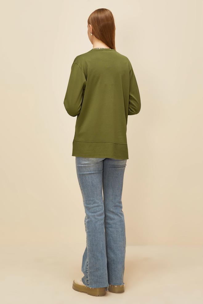 Tesettür giyim YEŞİL DÜĞMELİ TRİKO HIRKA 45895 - ALVİNA