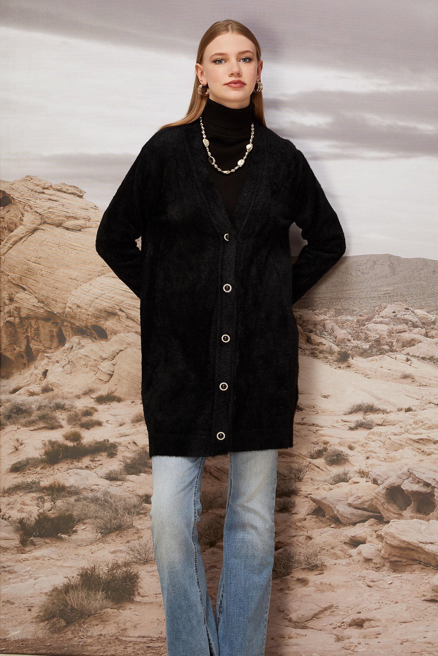 Hijab clothing BLACK KNITWEAR CARDIGAN 45926