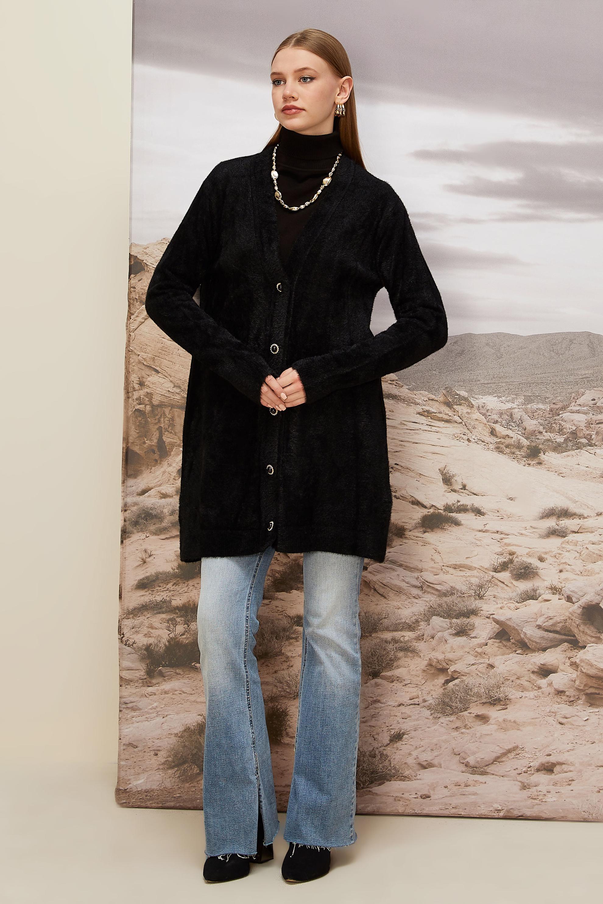 Hijab clothing BLACK KNITWEAR CARDIGAN 45926