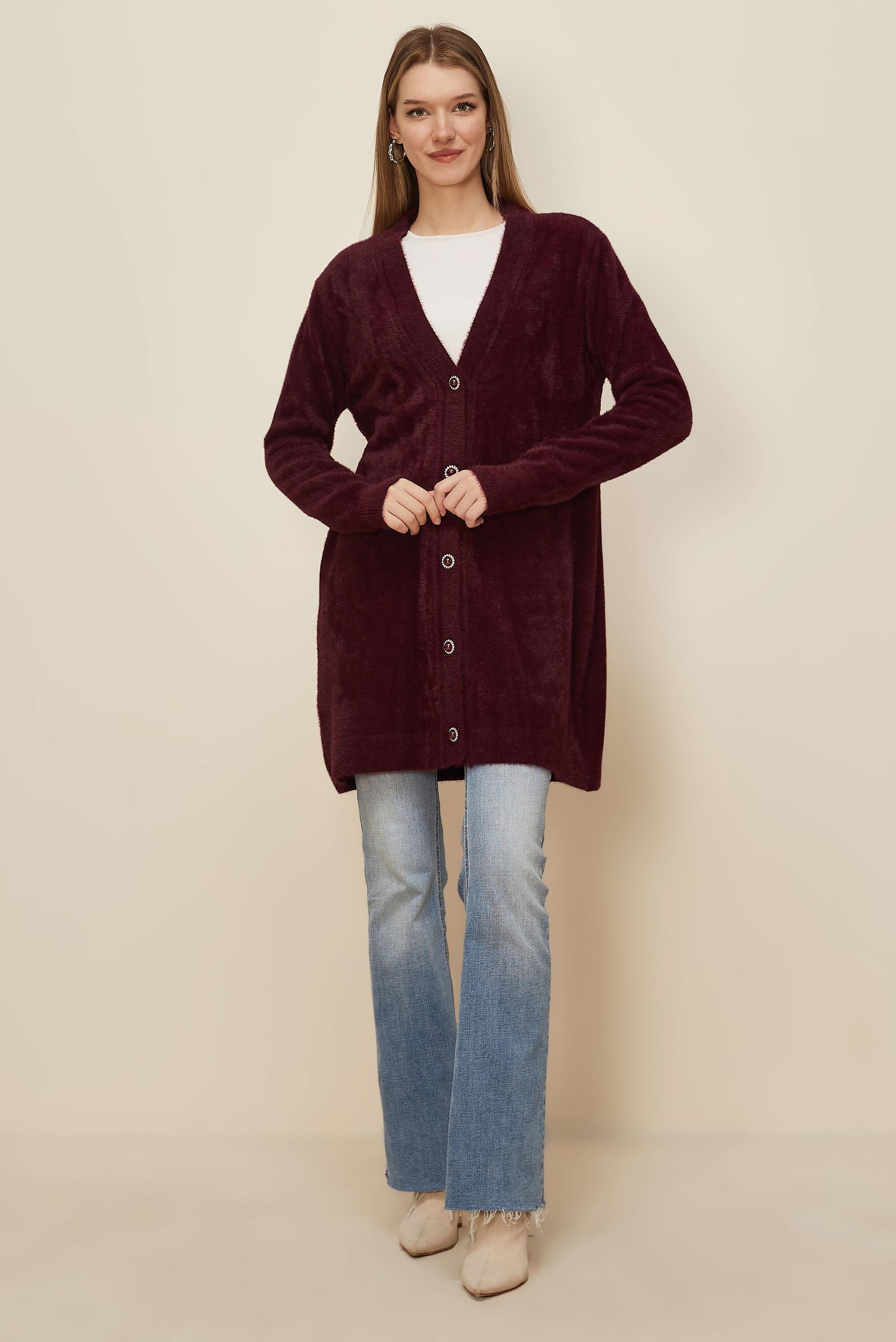 Hijab clothing CLARET RED KNITWEAR CARDIGAN 45926
