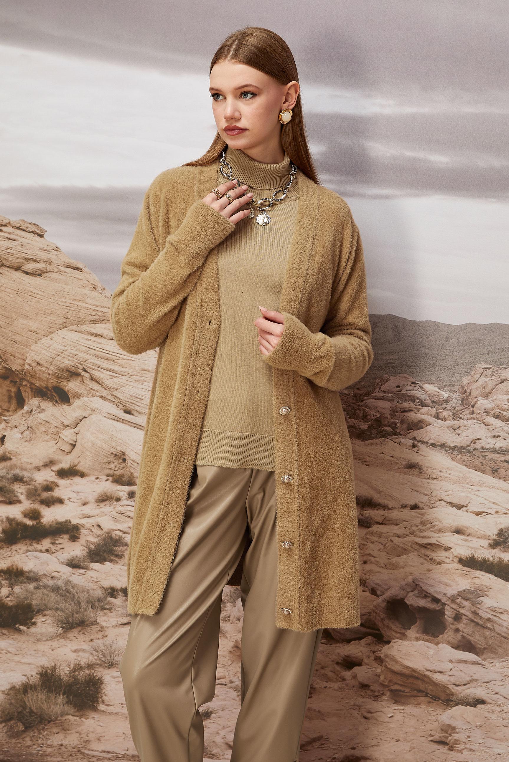 Hijab clothing BROWN KNITWEAR CARDIGAN 45926