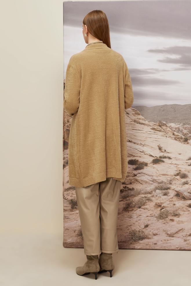 Tesettür giyim KAHVE TRİKO HIRKA 45926 - ALVİNA