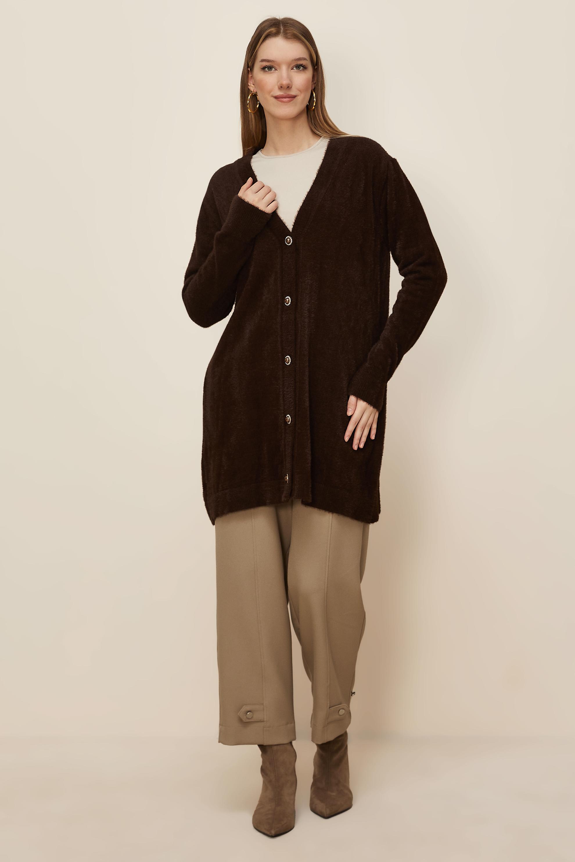 Hijab clothing BROWN KNITWEAR CARDIGAN 45926