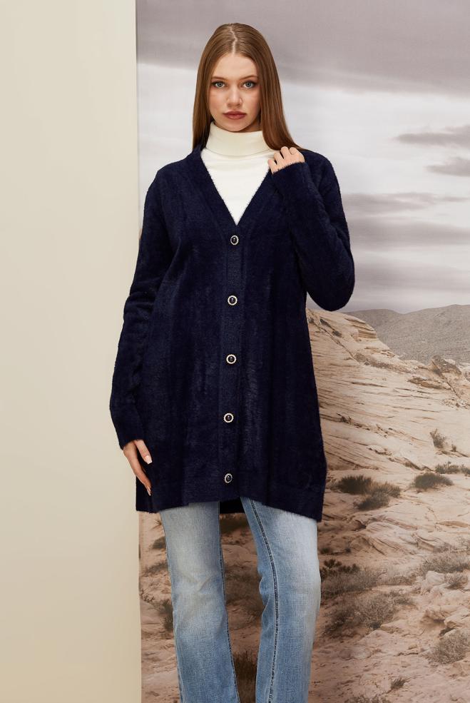 Tesettür giyim LACİVERT TRİKO HIRKA 45926 - ALVİNA