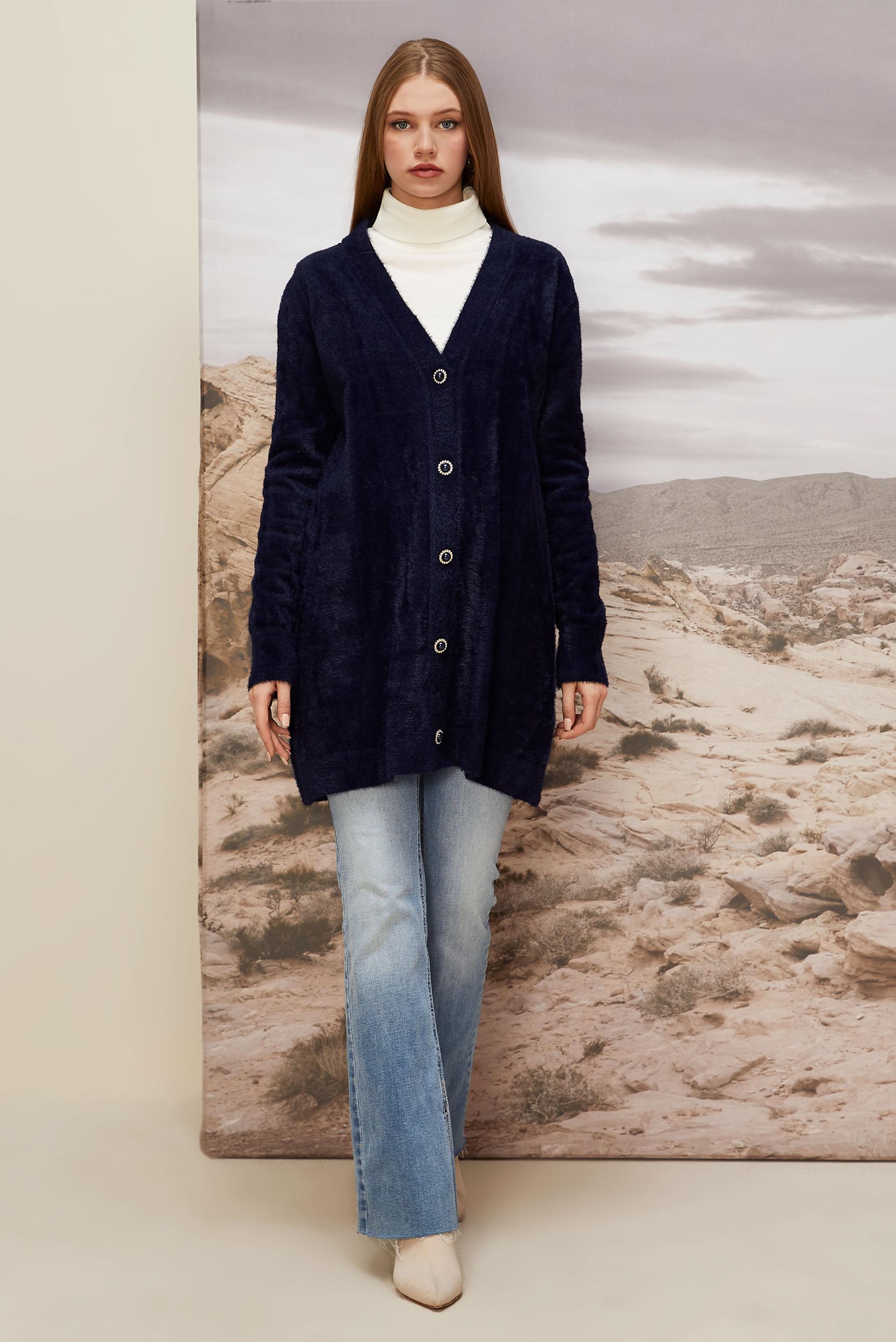 Hijab clothing NAVY BLUE KNITWEAR CARDIGAN 45926