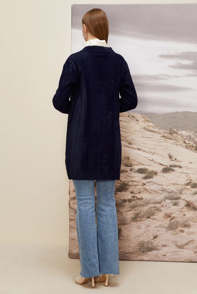 Tesettür giyim LACİVERT TRİKO HIRKA 45926 - ALVİNA