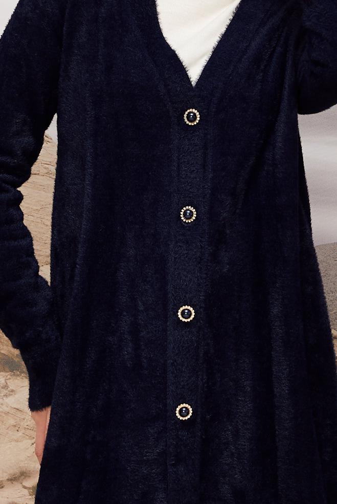 Tesettür giyim LACİVERT TRİKO HIRKA 45926 - ALVİNA